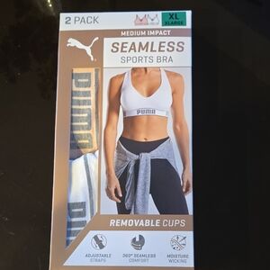 Puma XL White and Black Seamless Sports Bra 2-Pack